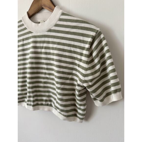 Mahina Hawai’i Light Green White Striped Mock Neck Crop Top Size Small - Picture 3 of 5